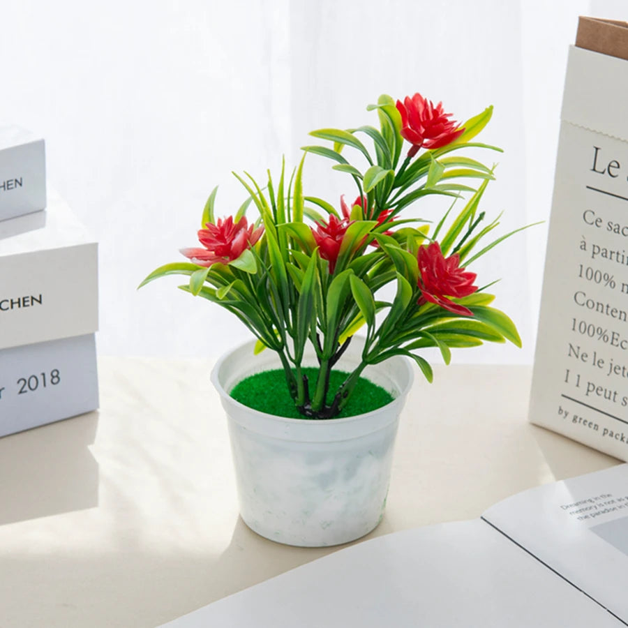 Décoration intérieure moderne pot fleuri artificiel couleurs vives maison salon chambre