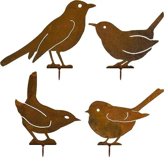 décoration extérieure sculpture oiseau métal bronze rustic artisanal 30x19.5cm jardin unique