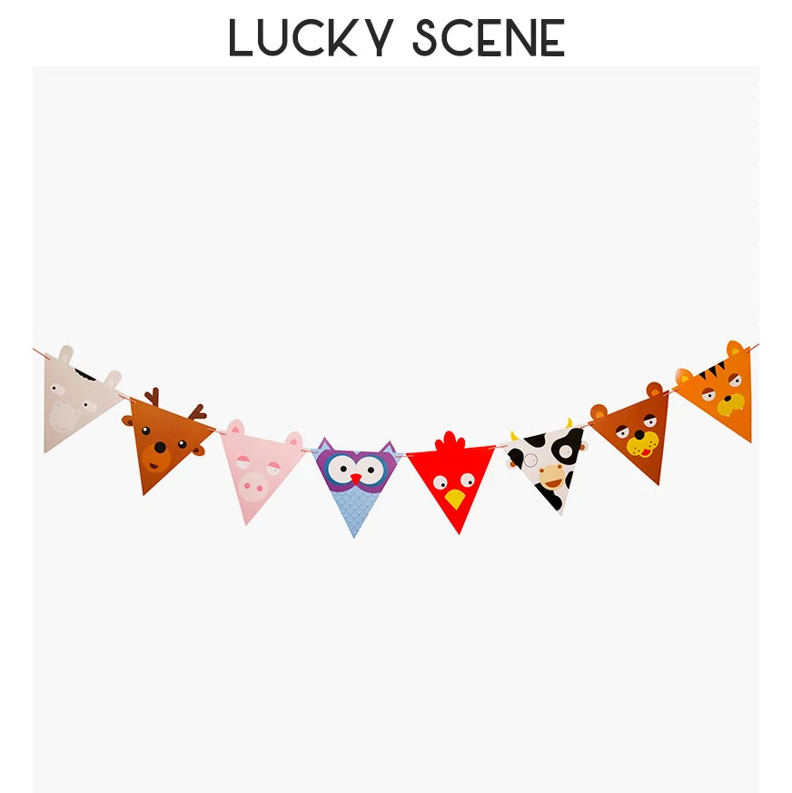 guirlande décorative anniversaire animaux mignons multicolore dessin animé oiseaux ours instruments musique