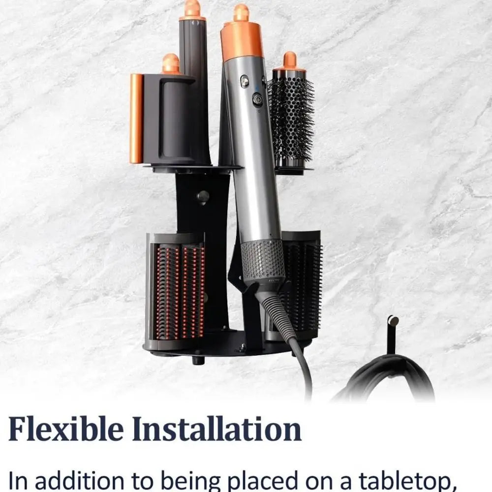 support dyson airwrap ventouse mural noir plusieurs accessoires inclusion brosses embouts moderne minimaliste