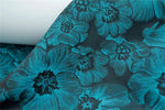 tissu polyester bleu vert fleurs grandes moderne opacité résistant couture bricolage Jacquard 150cm