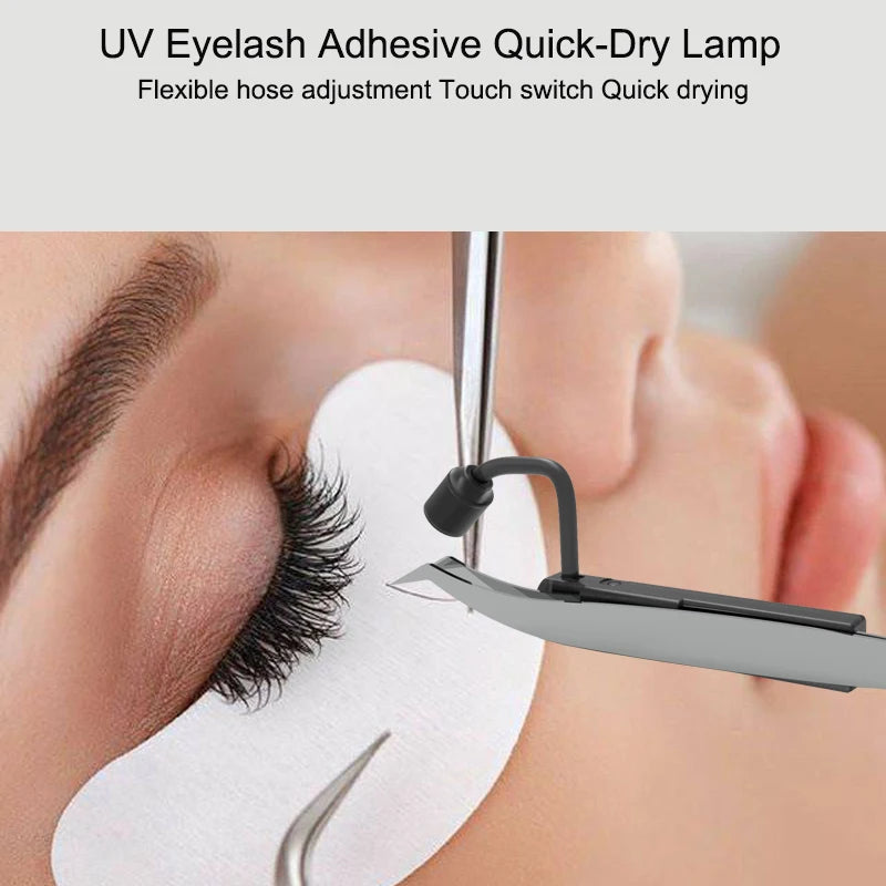lampe uv led rechargeable noir rose clair clips tweezers intégrés application cils moderne pratique