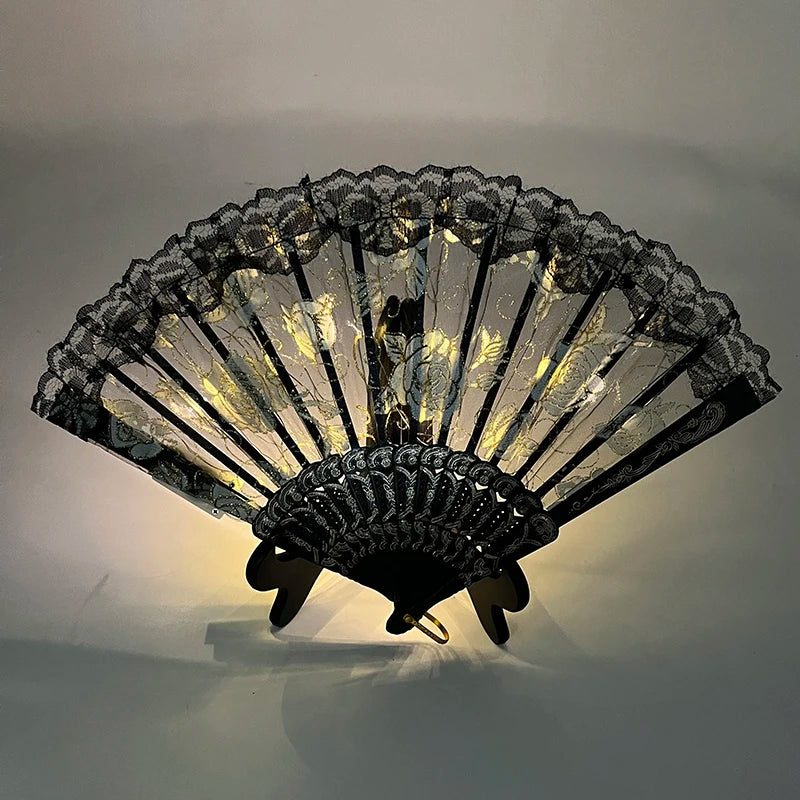 éventails lumineux dentelle roses brodées clips transparents classiques filles femmes