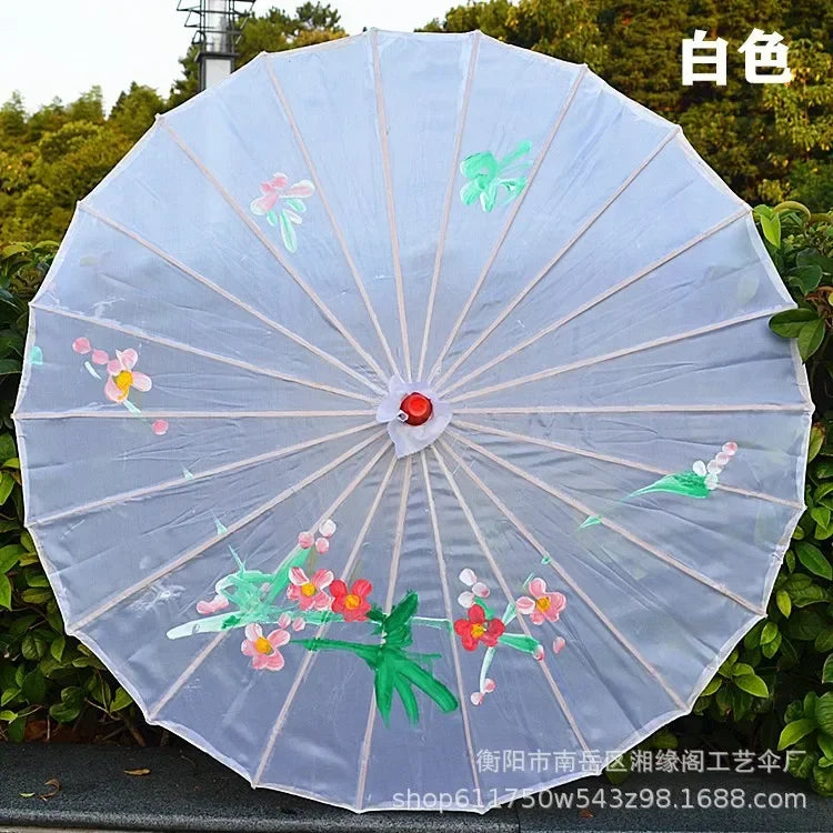 parapluie traditionnel fleurs peintes main rouge rose violet bleu orange jaune vert blanc