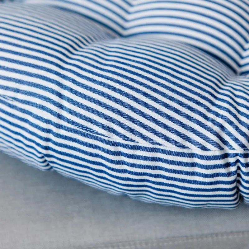 coussin rond rayures bleu marine blanc moderne 42cm 47cm 55cm épais massage polyester