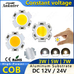 plaque led cob 3w 5w 7w 12v 24v blanc chaud alu rond moderne downlight