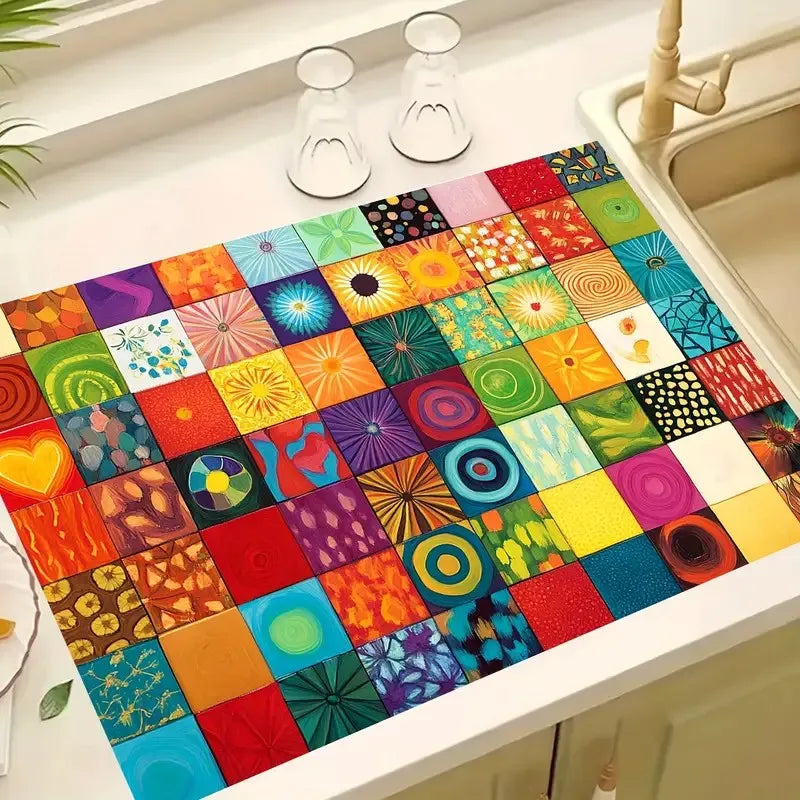 tapis cuisine gris moderne motif géométrique absorbant anti dérapant durable 30x40cm