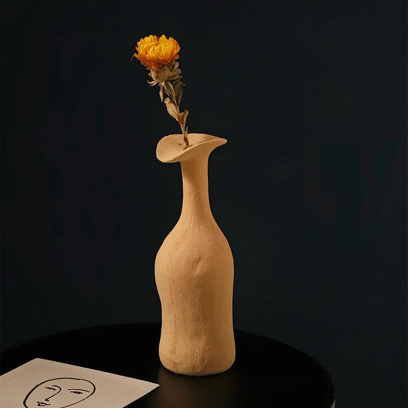 vases céramique modernes violet marron bleu gris texture rugueuse décoration intérieure fleurs séchées mandarine