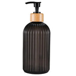 flacons savon liquide noir blanc moderne pompe bois rechargeables 500ml