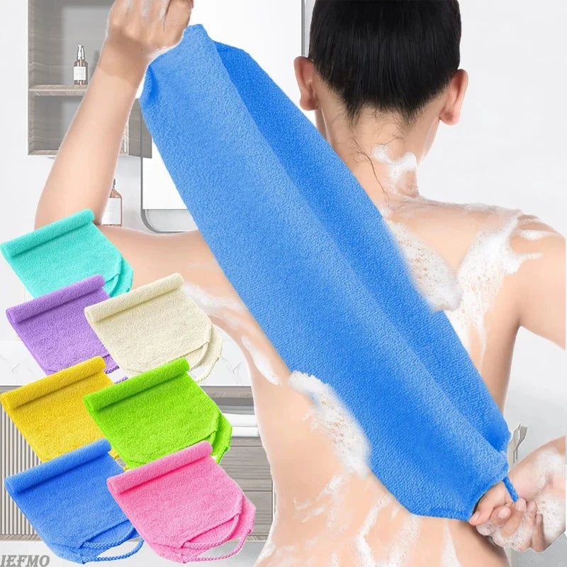 gant bain exfoliant bleu vert violet rose blanc durable réutilisable absorbant