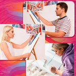 Toile peinte chat fenêtre diy adulte relaxation mur moderne noire blanche crochets pinceaux peintures