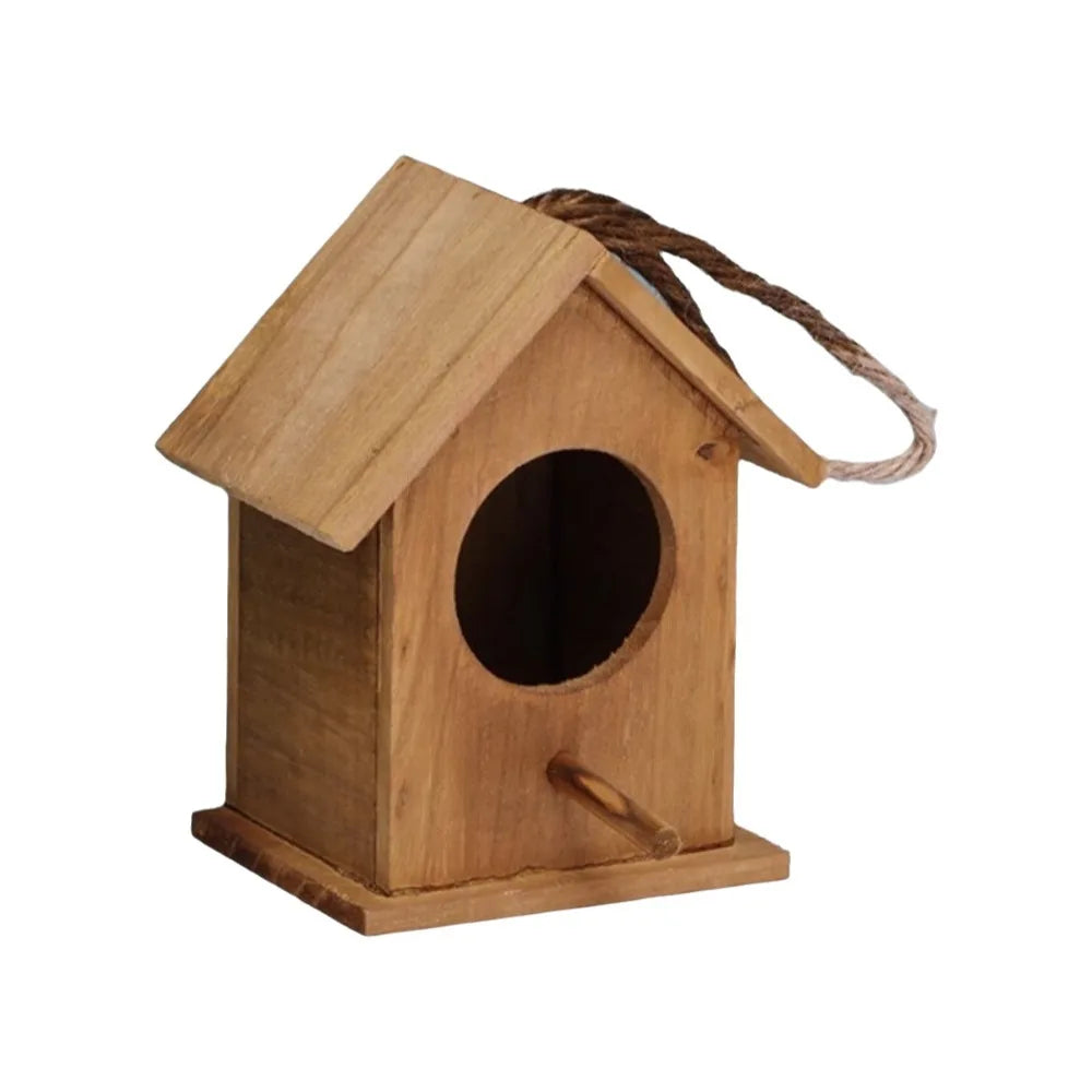 nichoir oiseaux extérieur bois résistant intempéries cordelette suspension porte floral relief bleu clair blanc