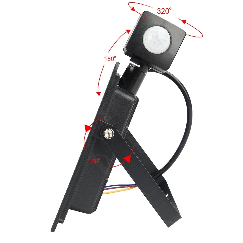 projecteur led noir moderne capteur mouvement ip66 220v 10w 20w 30w 50w 100wextérieur