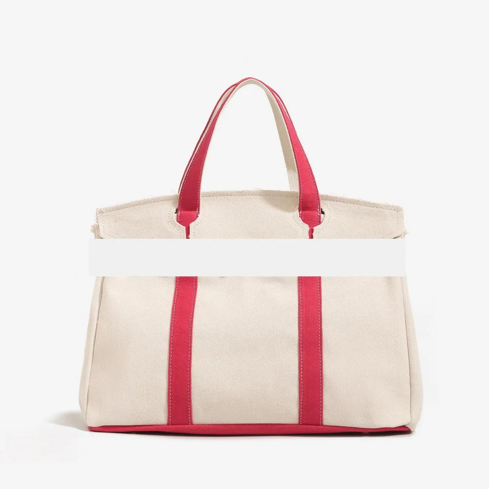 sac main toile coton beige noir vert rose poignées détachables casual chic rivets anti