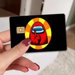 autocollants protection carte credit debit dessin anime noir rouge jaune bleu opaques waterprooche réutilisables