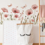 autocollants muraux fleurs roses dragonflies feuilles décoration murale intérieure pvc autoadhésifs naturel pastoral 54cm