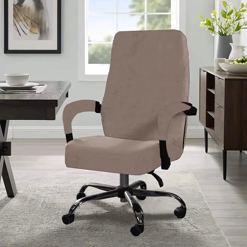 housse chaise velours doux moderne élastique fixe beige clair polyester elasthanne