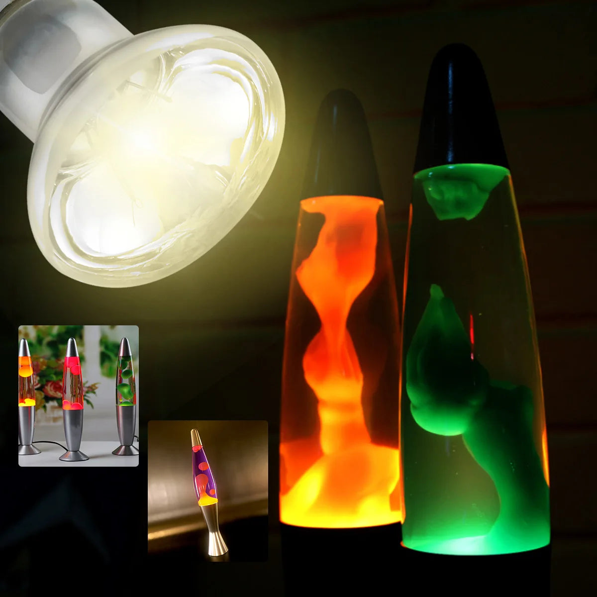 ampoule lave transparente liquide fluide moderne 30w e14 220v 39x65mm