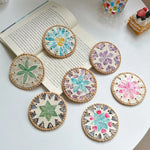 coasters rotin multicolore mosaïque floral antichoc table moderne respectueux environnement thermal insulation