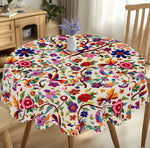 nappe multicolore ethnique fleurs oiseaux bordure dentelée imperméable extérieur mariage fête 152x220cm