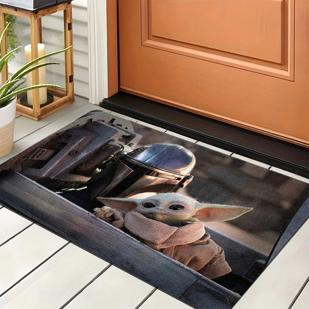 tapis gris personnalisé yoda véhicule antidérapant moderne entrée maison salon