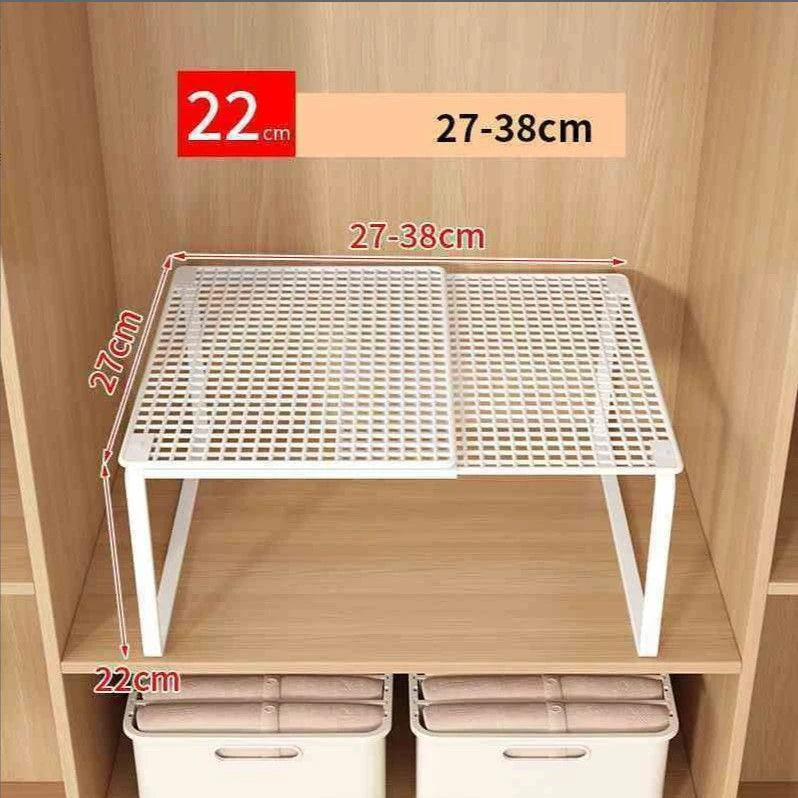 étagère rangement extensible métal blanc moderne grille fixée clips armoire