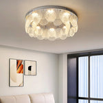 plafonnier led cristal verre moderne blanc doré 80cm chambre salon