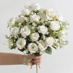 bouquet roses artificielles 30cm soie blanc rose rouge naturel decoration maison vase fleurs intérieur