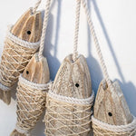 poisson décoratif bois brut marin rustique filet pêche suspension naturelle cadeau