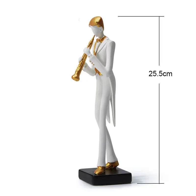 statues musiciens résine blanc doré moderne minimaliste saxophone violoncelle décoration