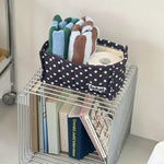 panier rangement tissu bleu rayures moderne blanc jaune multifonctionnel respectueux environnement