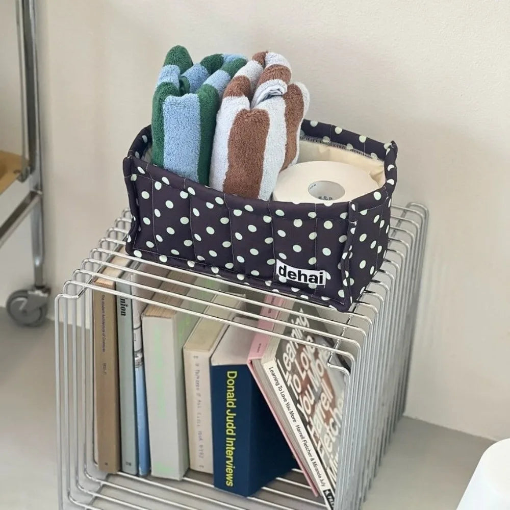 panier rangement tissu bleu rayures moderne blanc jaune multifonctionnel respectueux environnement