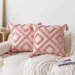 taies d'oreiller géométriques rose clair lit maison douces texturées non toxiques respectueux environnement adhésives
