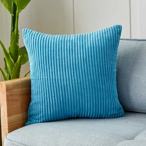 coussin décoratif velours côtelé rayures horizontales canapé salon lit maison