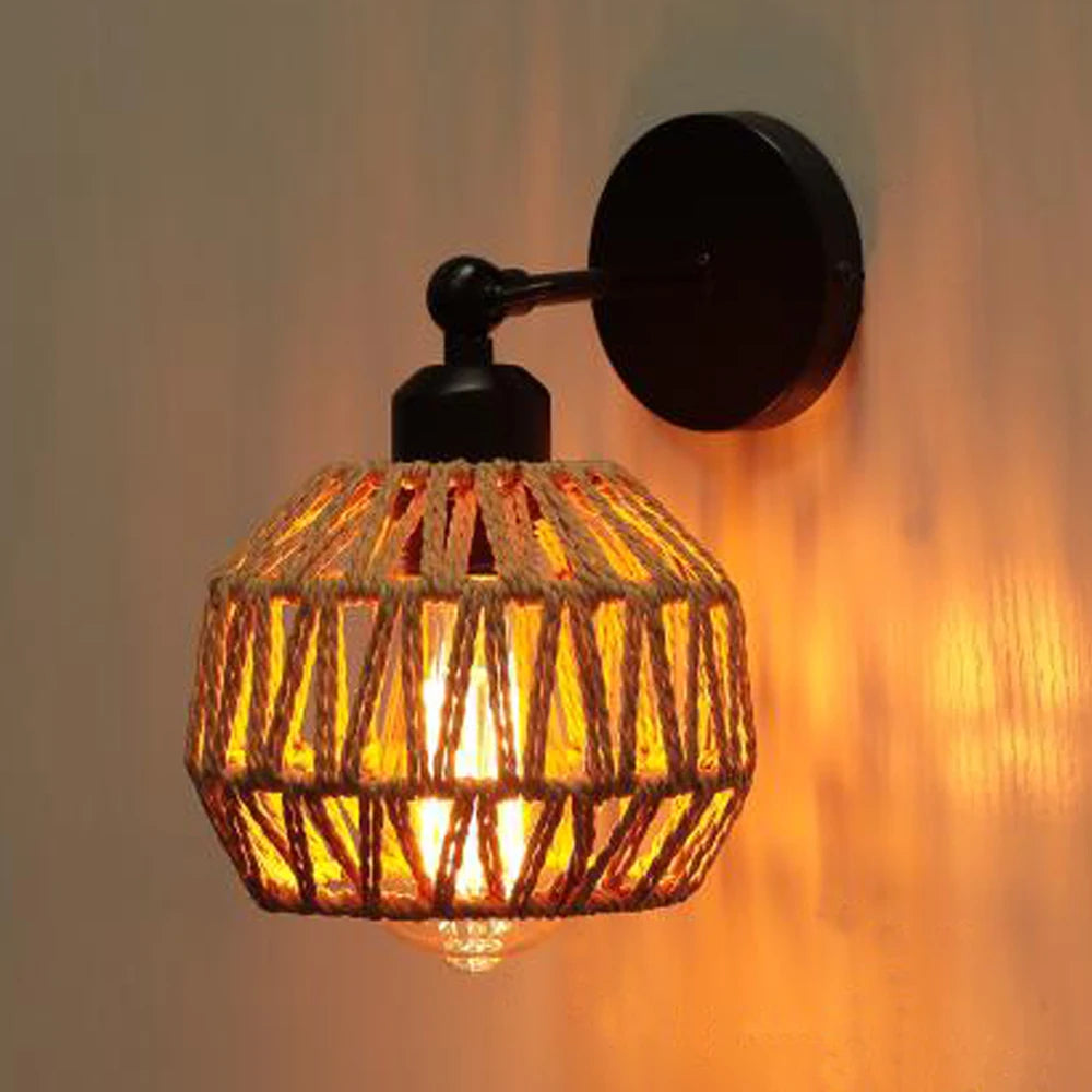 lampes murales rustiques tressage corde bohème chambre salon étude entree