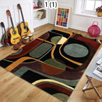 tapis géométrique moderne abstrait vert marron beige noir salon chambre restaurant