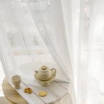 rideau blanc transparent classique élégant broderie fine polyester vertical rayures chambre salon