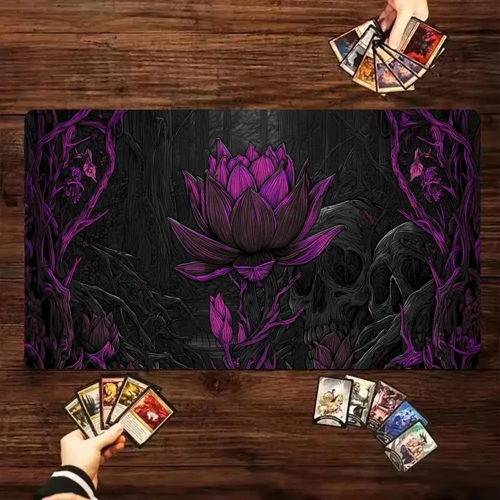tapis souris noir bleu violet adhésif fleurs stylisées motifs floraux moderne opacité gaming tablette