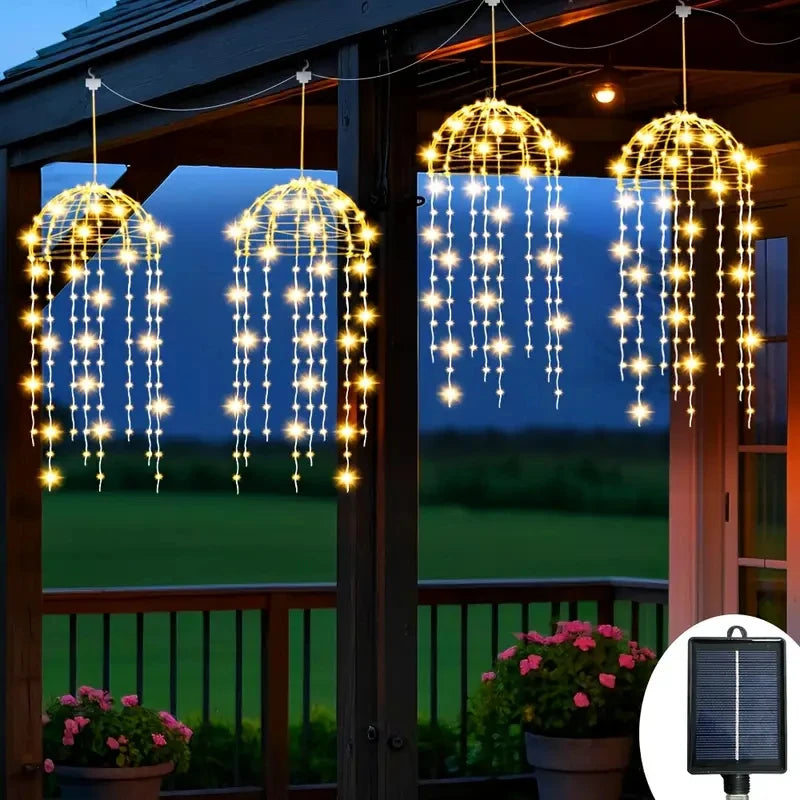 guirlande lumineuse solaire cascade blanc chaud moderne ip65 modes contemporain