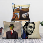 taie d'oreiller pop art salvador dali déformée motif contemporain coussin décoratif noir beige gris