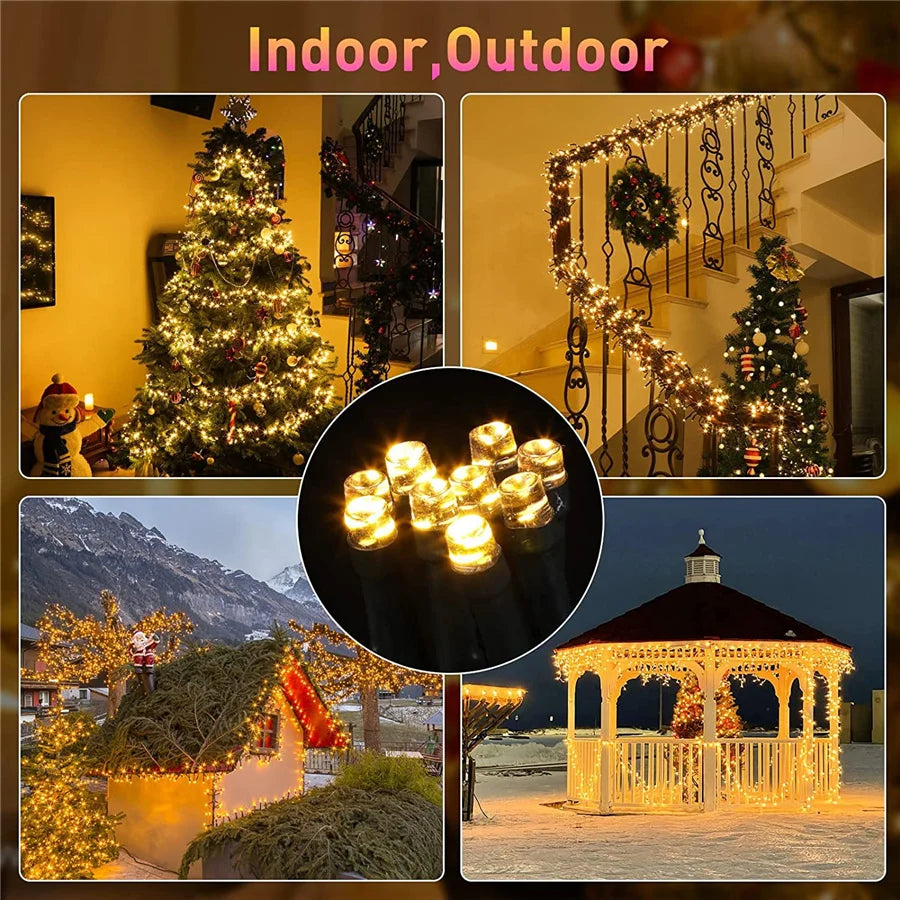 Guirlande lumineuse LED décorant une table de fête avec ambiance festive