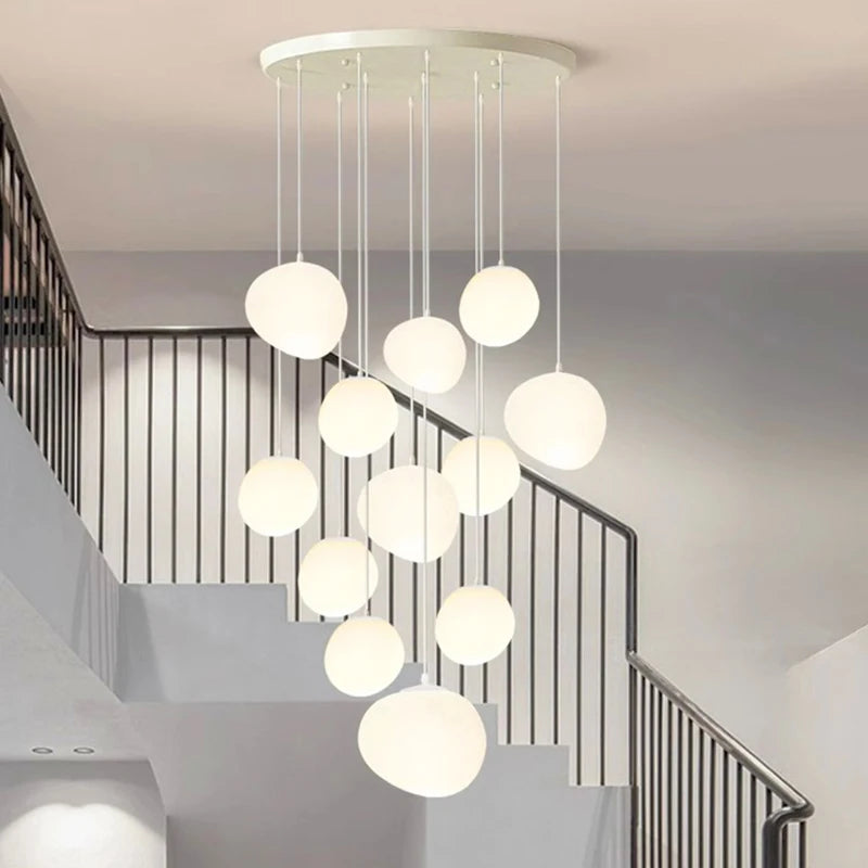 suspension lumineuse moderne blanche ronds alliage opacité éclairage intérieur salle bain led autoinstallation flux
