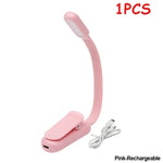 lampe lecture rechargeable usb rose bleu noir clip ajustable brightness étudiant chambre dormir