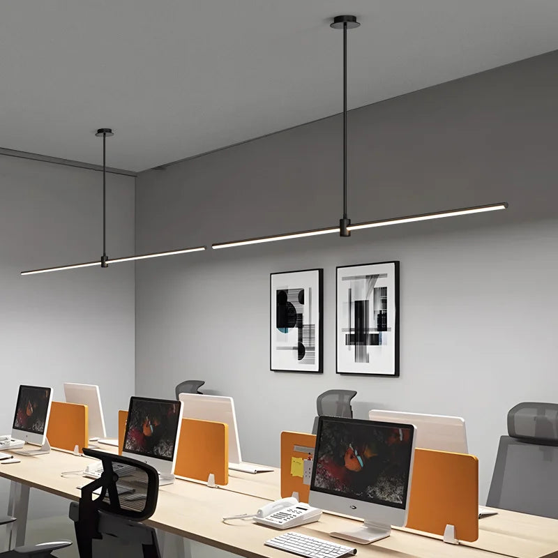 Lampe suspendue métal moderne design linéaire salon bureau chambre restaurant éclairage indirect élégante