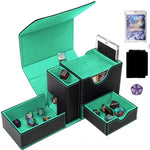 boîte rangement cartes jeu dés bleu noir simili cuir moderne pratique porte cartes
