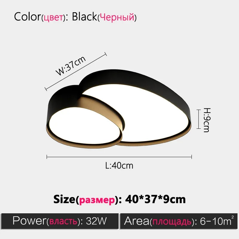 plafonnier led moderne minimaliste abstrait blanc noir doré chambre salon decoration
