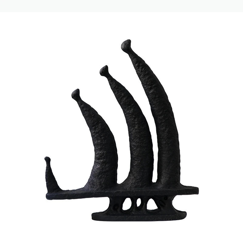 ornement abstrait moderne sculpture noire texturée décoration intérieur art contemporain figurine unique
