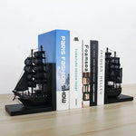 support livres bateau voiles transparentes clips dorés moderne décoratif noir blanc