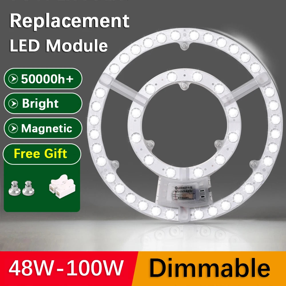 ampoule led module circulaire blanc moderne économie énergie contrôle distant aimant blanc chaud froid
