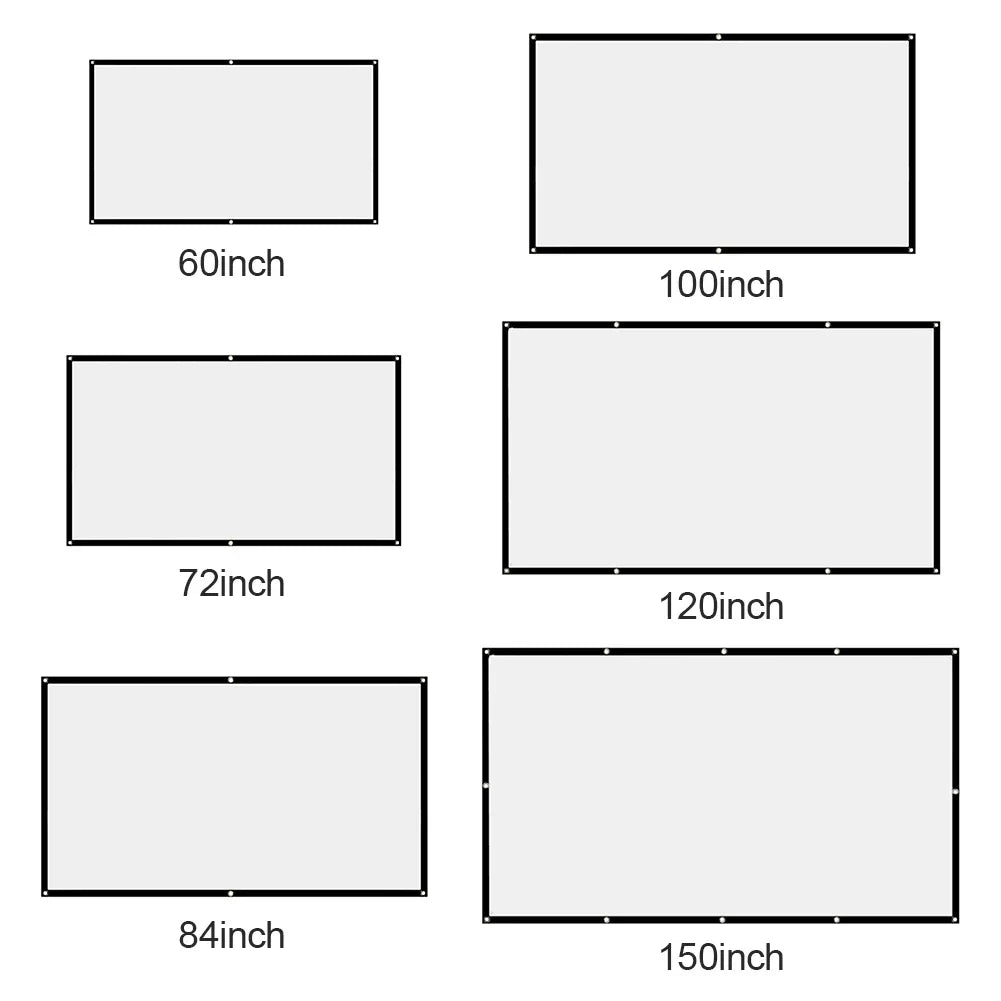 écran projection tissu blanc noir moderne 60 72 84 100 120 150 pouces adhésif